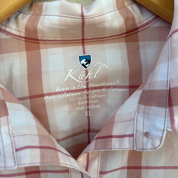 Kuhl Short Sleeve Kamp Shirt Women's XL Sandstone Plaid Lightweight Outdoor - Picture 2 of 7